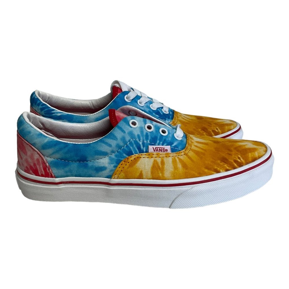 VANS Big Kids Era Tie Dye Block Red Blue White Sneaker Shoe Size 4.5-7 NEW